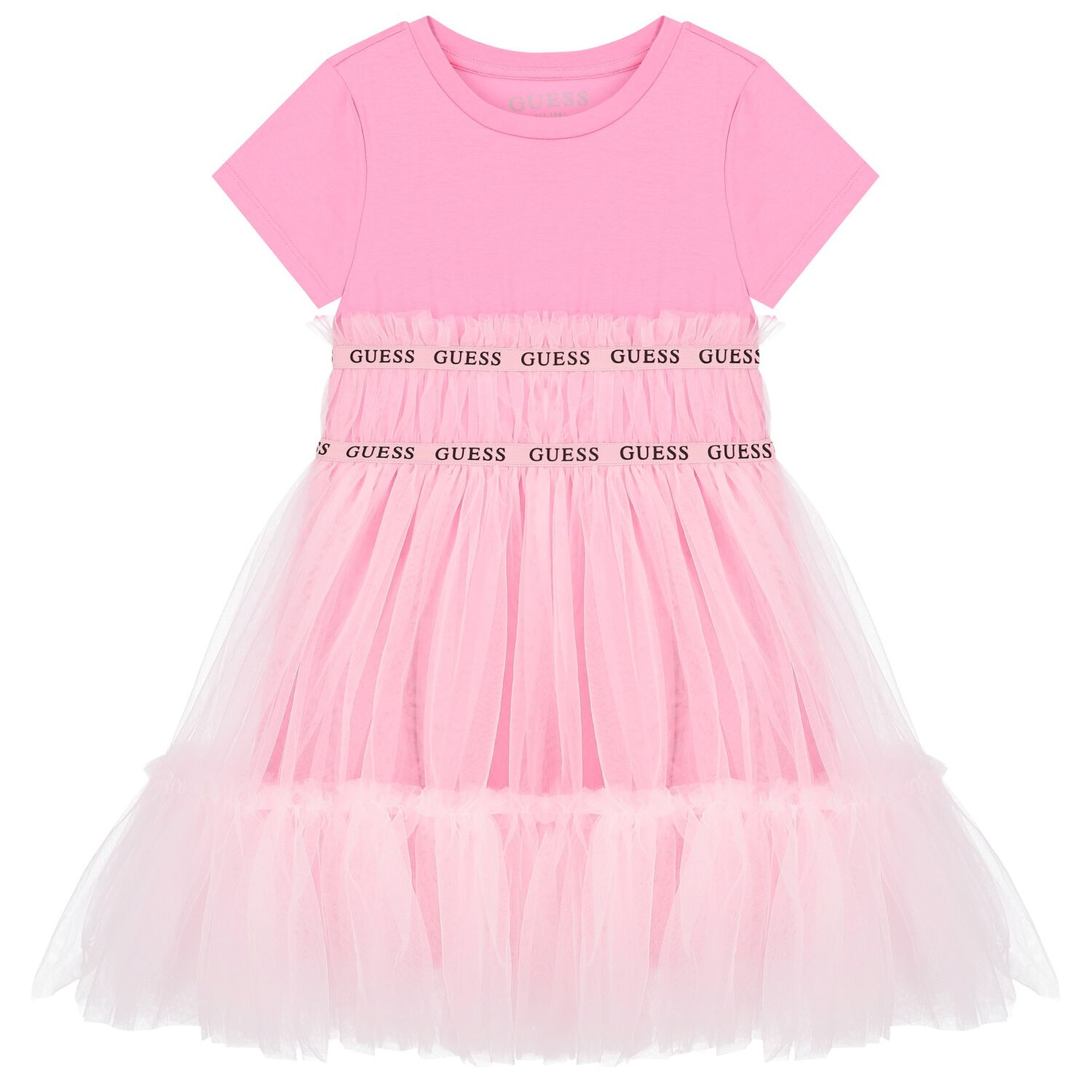 Girls Pink Logo Tulle Dress, 1, hi-res image number null