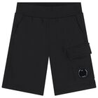 Boys Black Logo Shorts , 1, hi-res