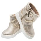 Girls Gold Faux Fur Boots, 1, hi-res