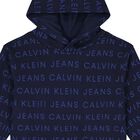 Boys Navy Blue Logo Hooded Top, 1, hi-res