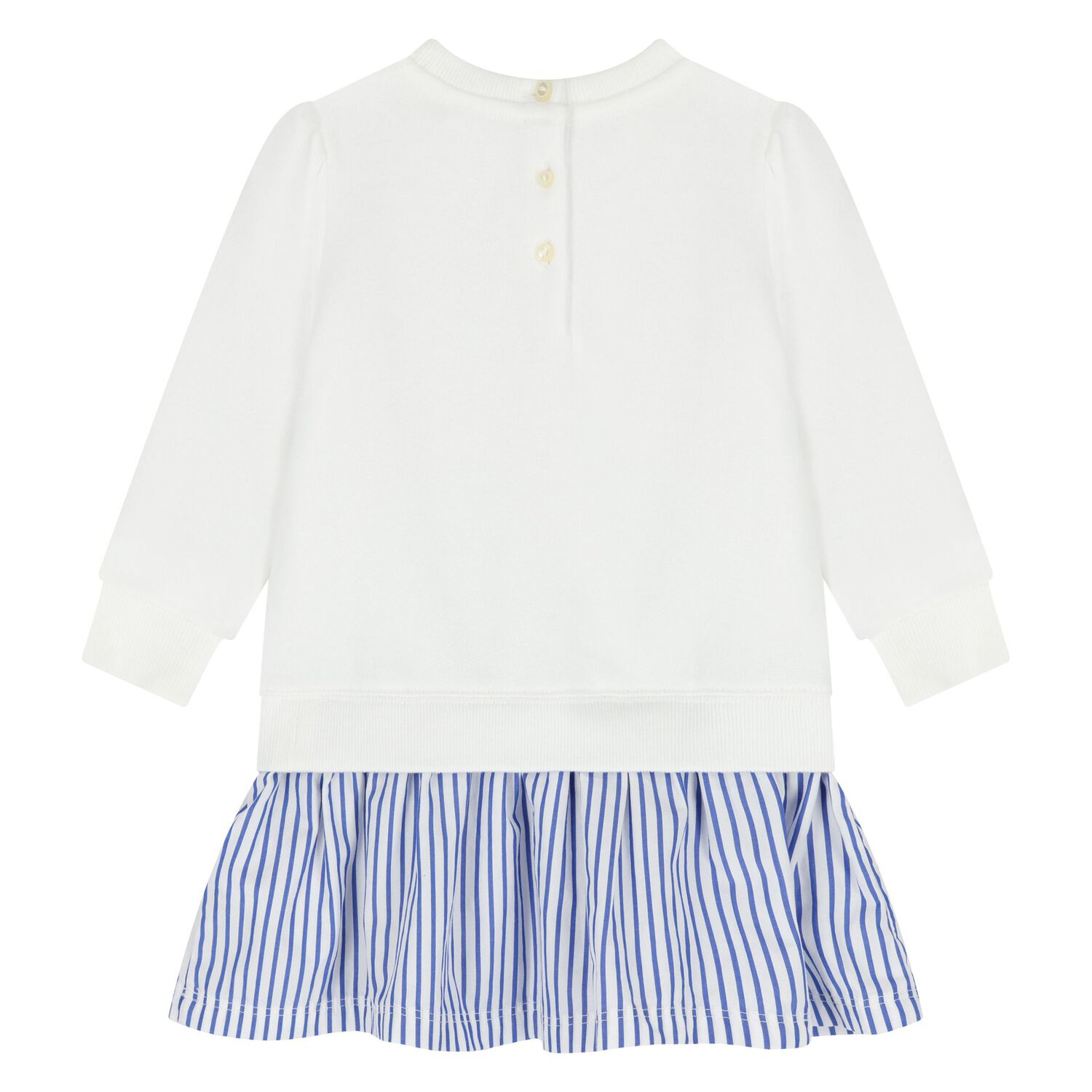 Baby Girls White Polo Bear Dress Set, 1, hi-res