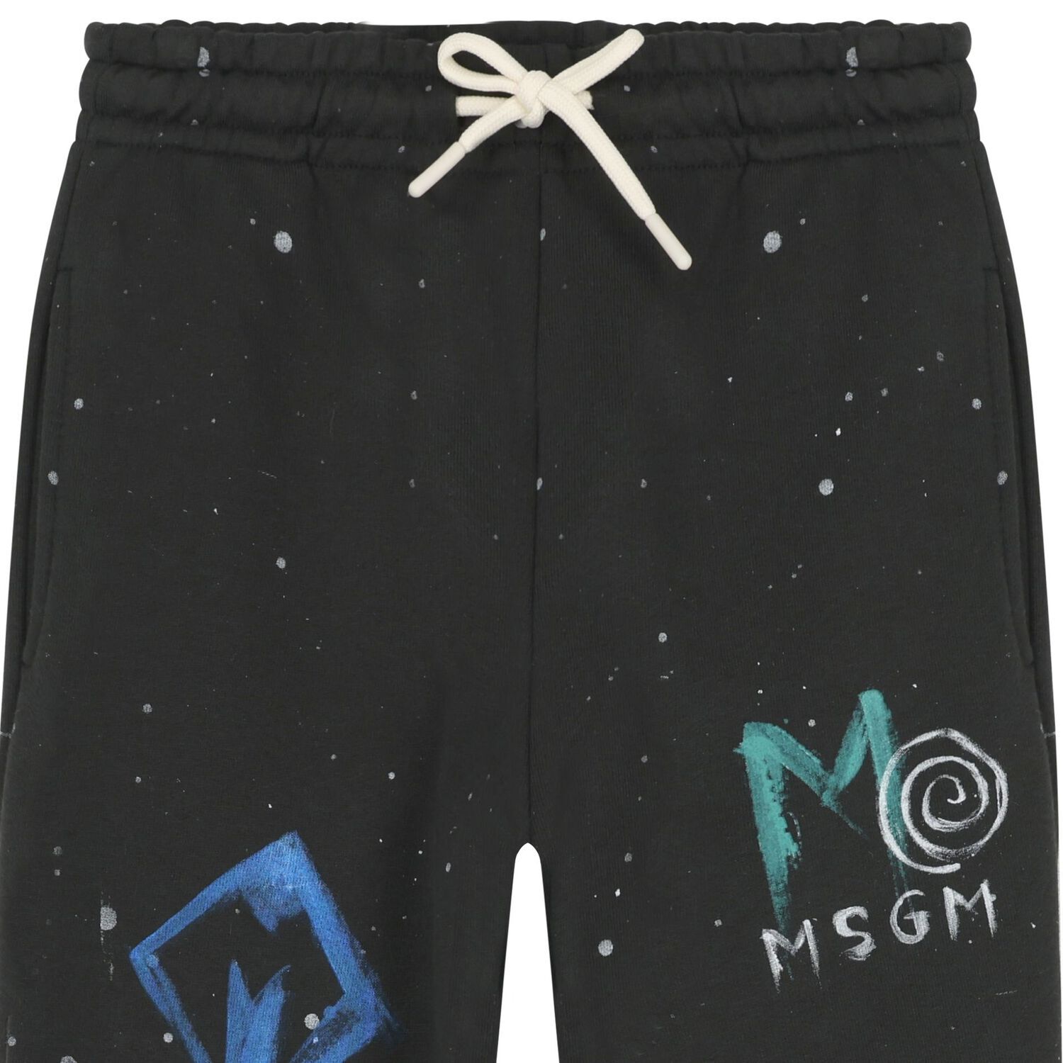 بنطلون رياضي بالشعار باللون الأسود للأولاد , 1, hi-res