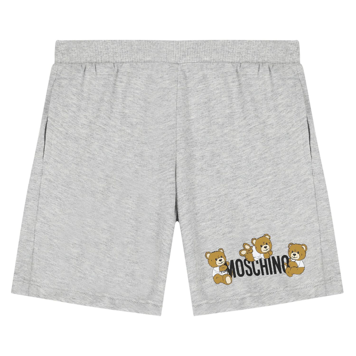 Younger White & Grey Teddy Bear Logo Shorts Set, 2, hi-res