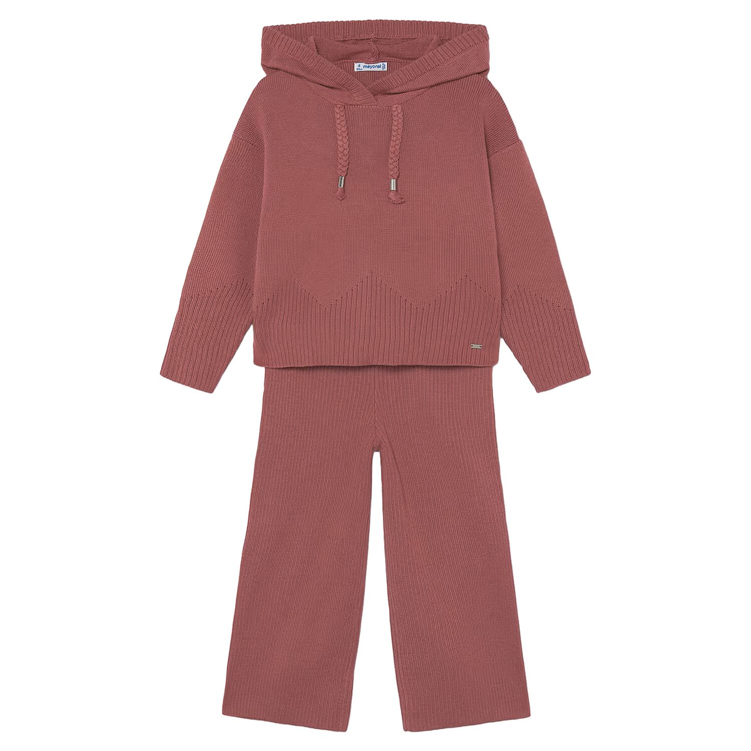 Girls Pink Knitted Trouser Set, 2, hi-res