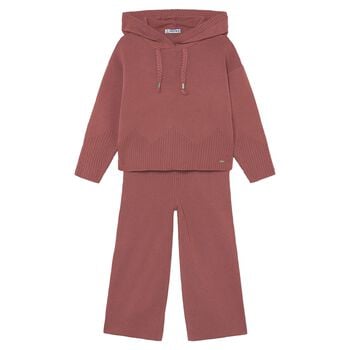 Girls Pink Knitted Trouser Set