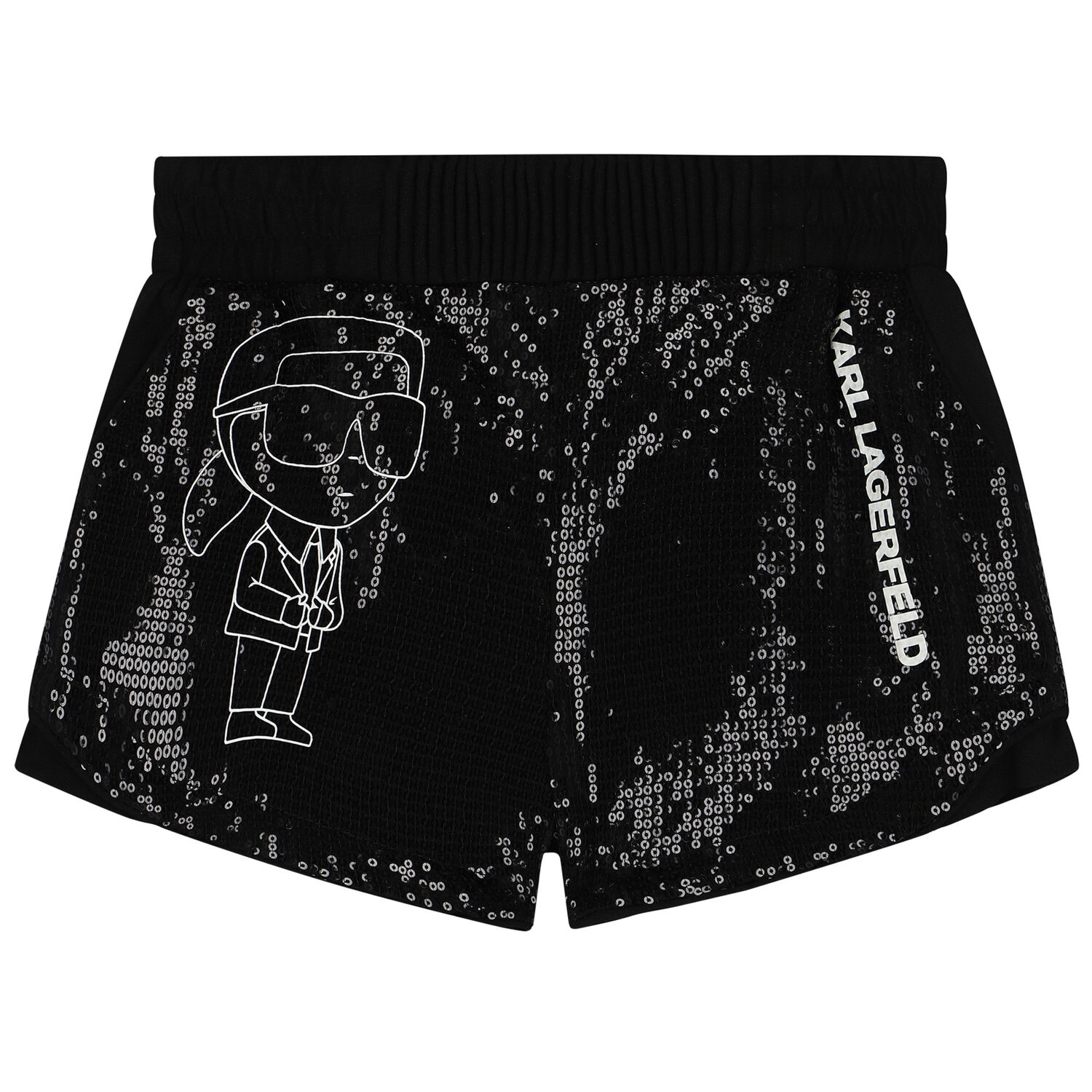 Girls Black Logo Sequin Shorts, 1, hi-res image number null
