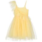 Girls Yellow Ruffled Tulle Dress, 1, hi-res