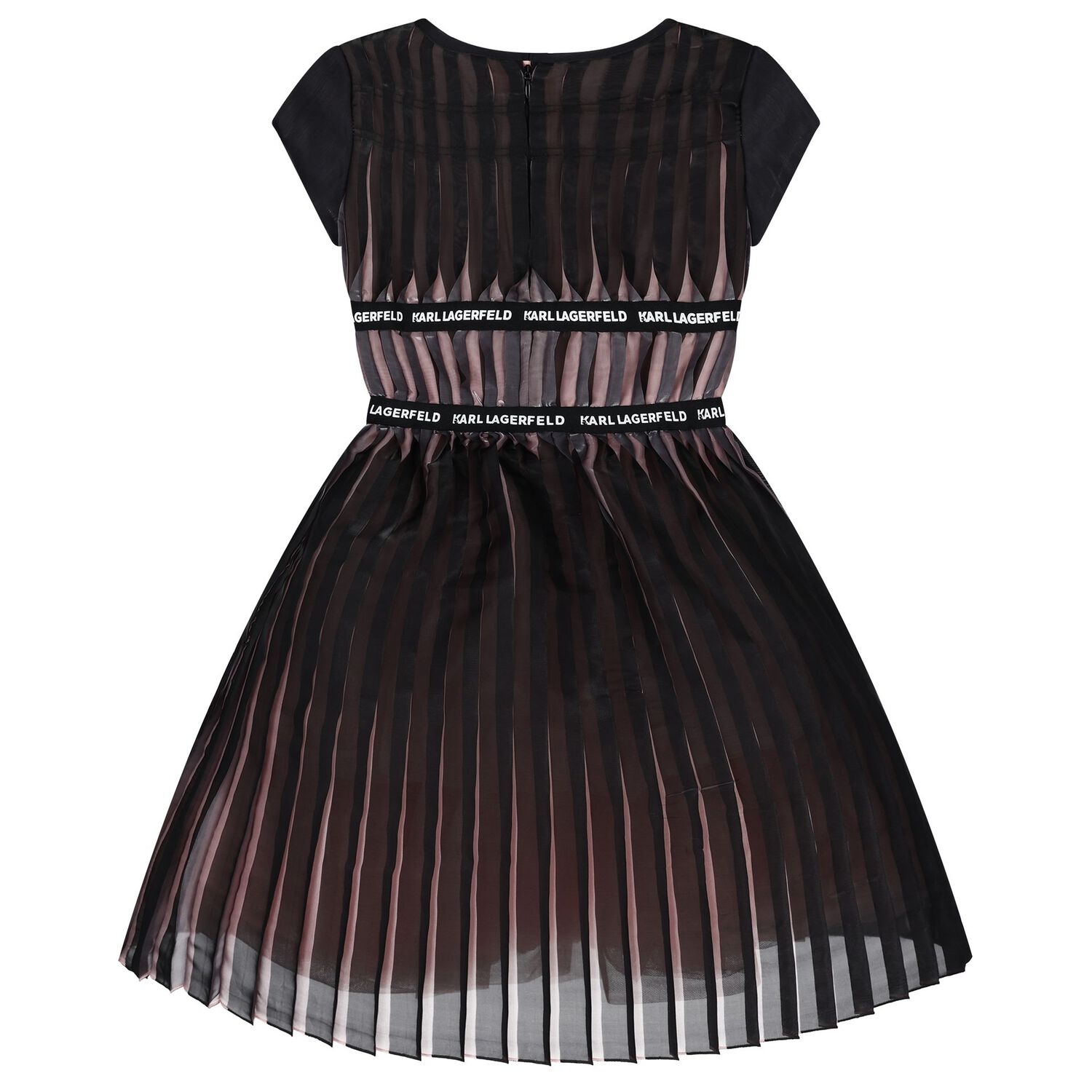 Girls Black & Pink Pleated Tulle Dress, 1, hi-res