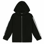 Boys Black Logo Zip Up Top, 1, hi-res