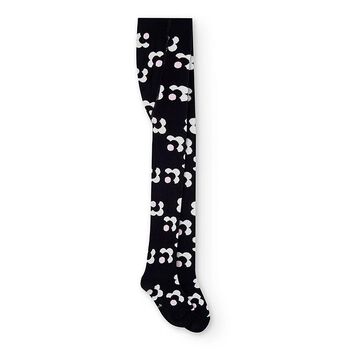 Girls Black Floral Tights