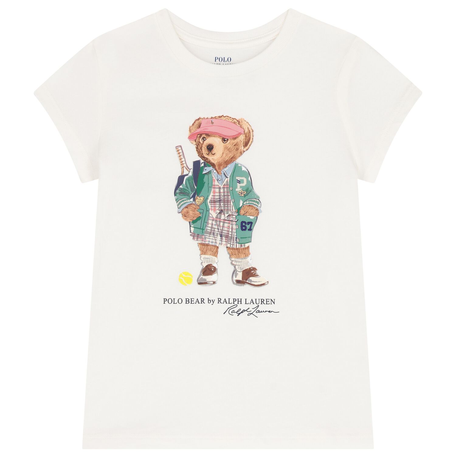 Girls White Polo Bear T-Shirt, 1, hi-res