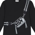 Girls Black Logo Bag Dress, 1, hi-res