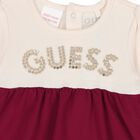 Baby Girls Ivory & Burgundy Bodysuit Dress, 1, hi-res
