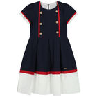 Girls Navy Blue Dress, 1, hi-res
