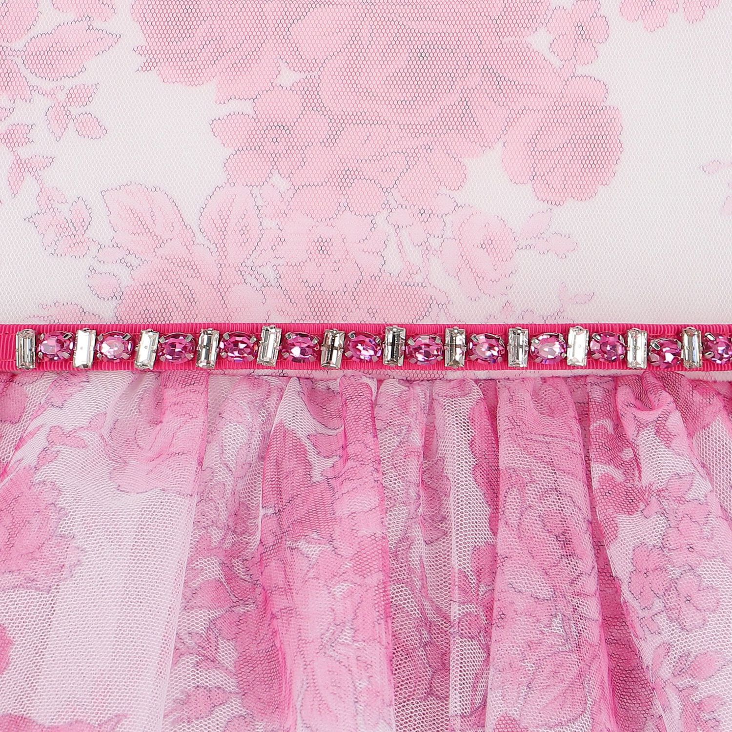 Girls White & Pink Tulle Floral Dress, 1, hi-res