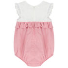 Baby Girls White & Pink Romper, 2, hi-res