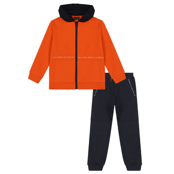 Boys Orange & Black Tracksuit