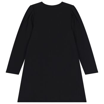 Girls Black Teddy Bear Logo Dress