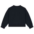 سويتشيرت بنات بالشعار باللون الكحلي, 1, hi-res