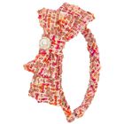 Girls Fuchsia Tweed Bow Headband, 2, hi-res