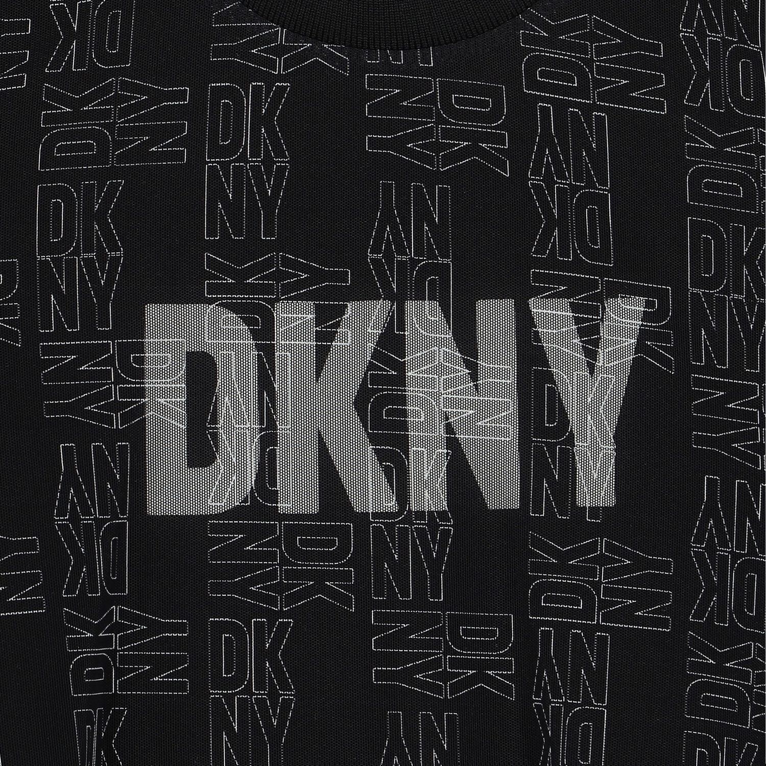 فستان بنات بالشعار 2 في 1 باللون الأسود, 1, hi-res