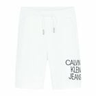 Boys White Logo Organic Cotton Shorts, 3, hi-res