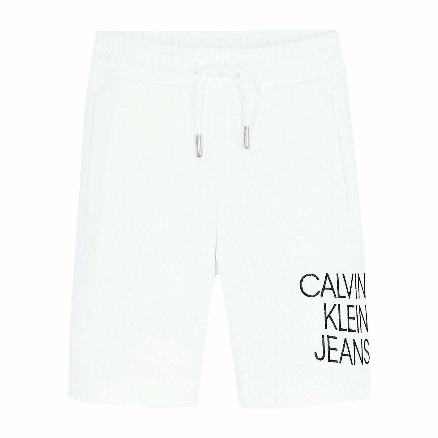 Boys White Logo Organic Cotton Shorts, 3, hi-res
