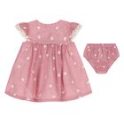 Baby Girls Red Floral Embroidered Dress Set, 2, hi-res