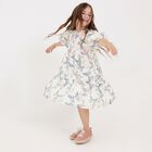 Girls Ivory Butterflies Logo Dress , 1, hi-res