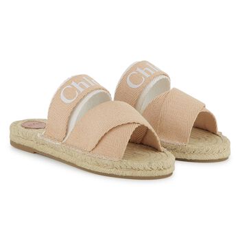 Girls Pink & Beige Logo Sliders