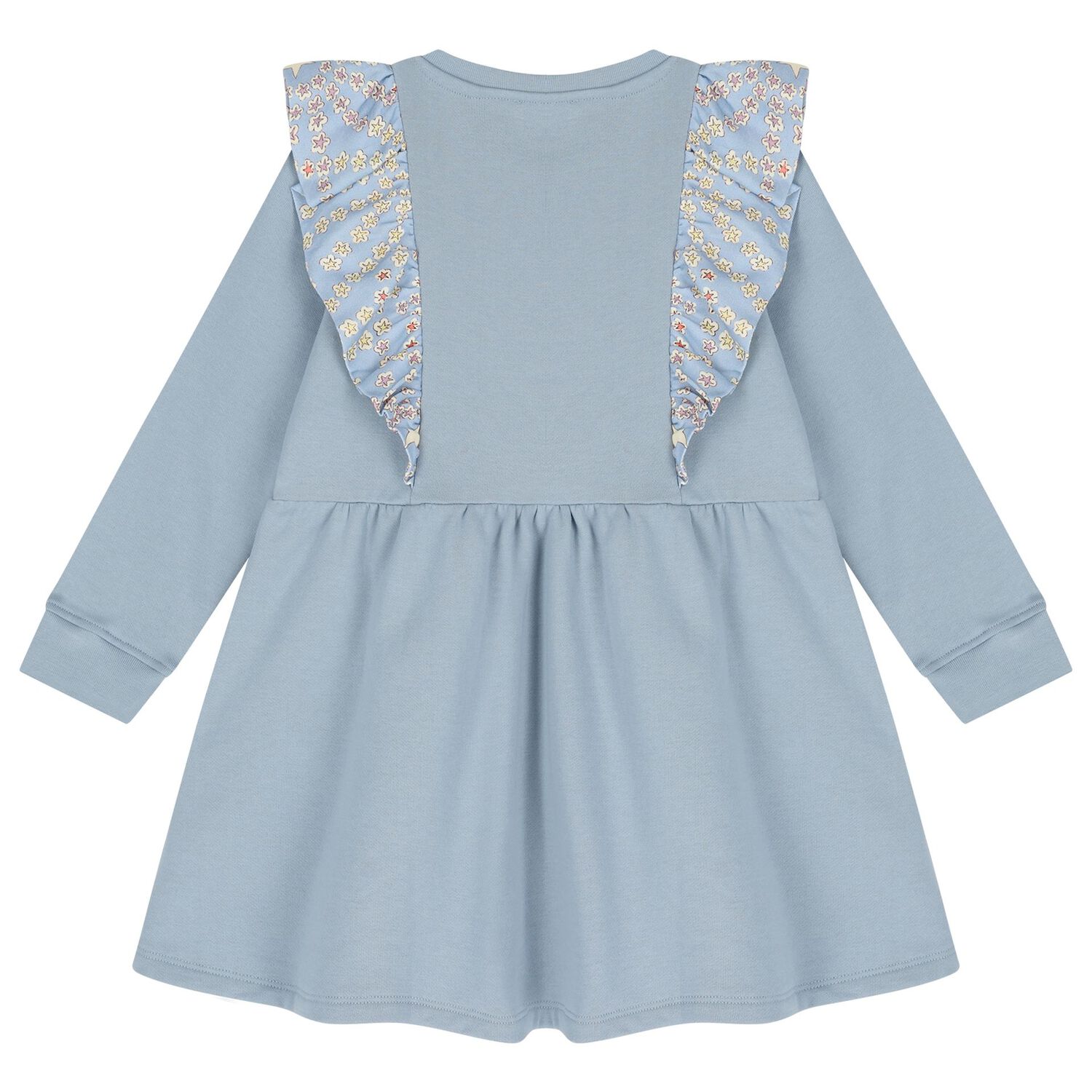 Girls Blue Ruffle Star Dress, 1, hi-res