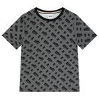 Boys Black Logo T-Shirt, 1, hi-res