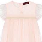 Girls Pink Logo Tulle Dress, 1, hi-res