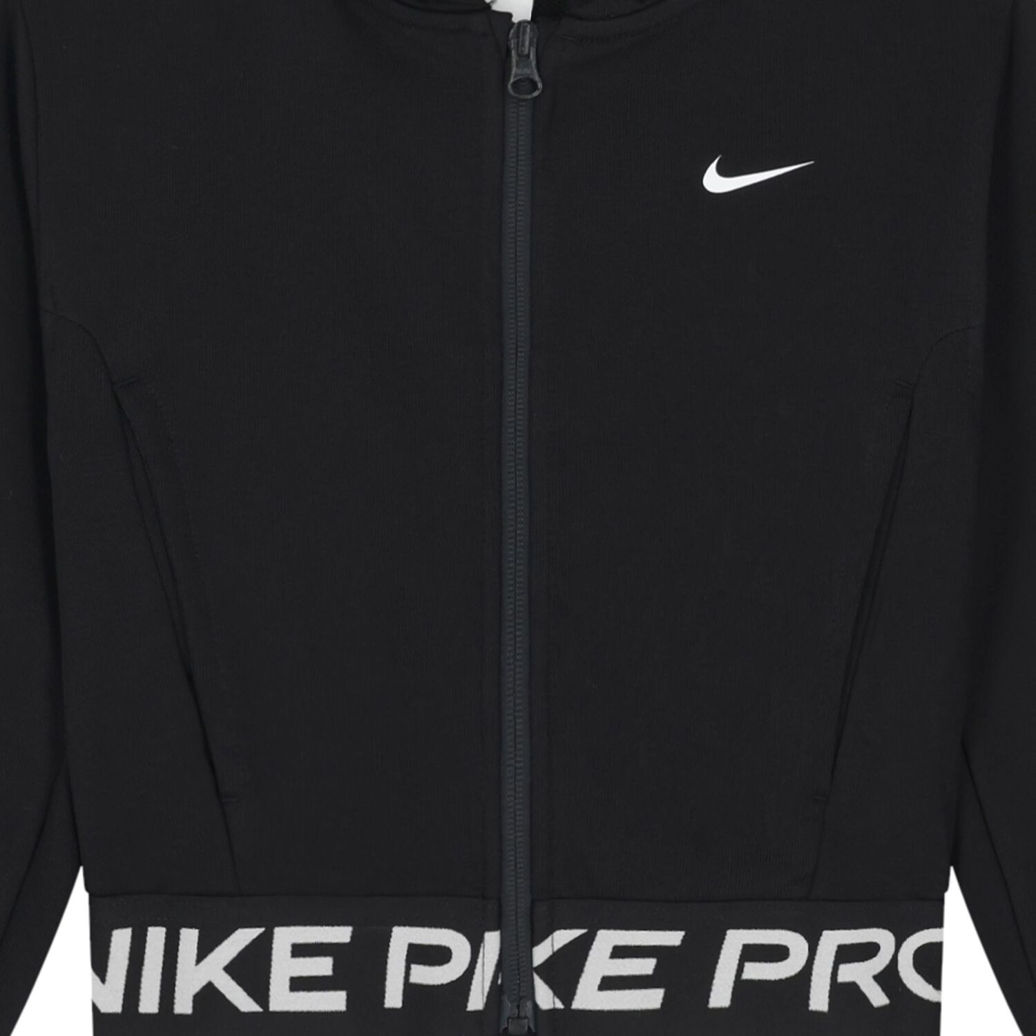 Girls Black Logo Hooded Zip Up Top, 1, hi-res