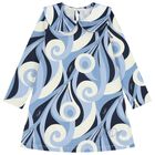 Girls Blue Logo Swirl Dress, 1, hi-res