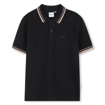 Boys Black Logo Polo Shirt