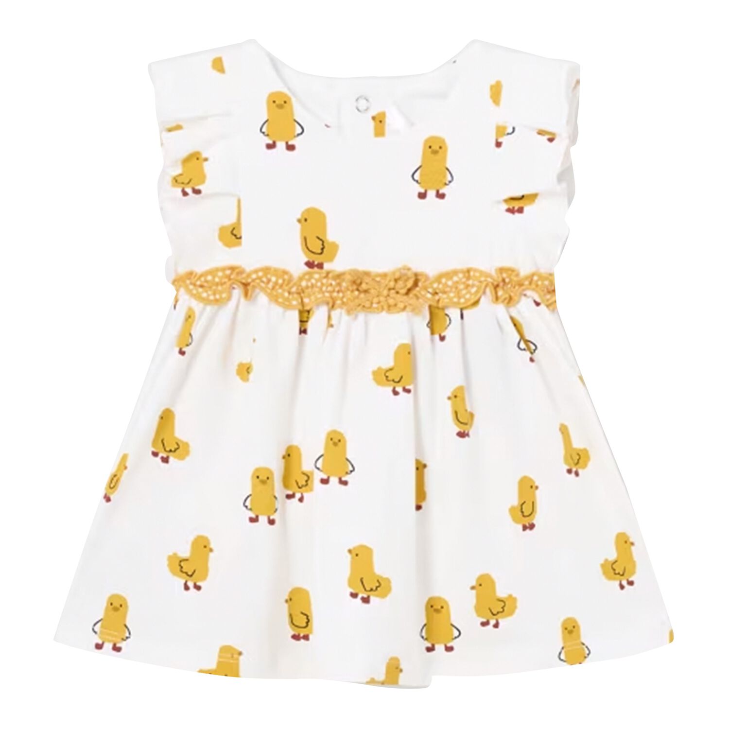 Baby Girls White  & Yellow Dress, 1, hi-res