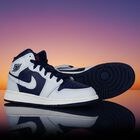 Blue & Grey Air Jordan 1 Mid Trainers, 4, hi-res
