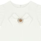 Girls White Bow Diamante Dress, 1, hi-res