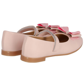 Girls Pink Bow Ballerina Shoes