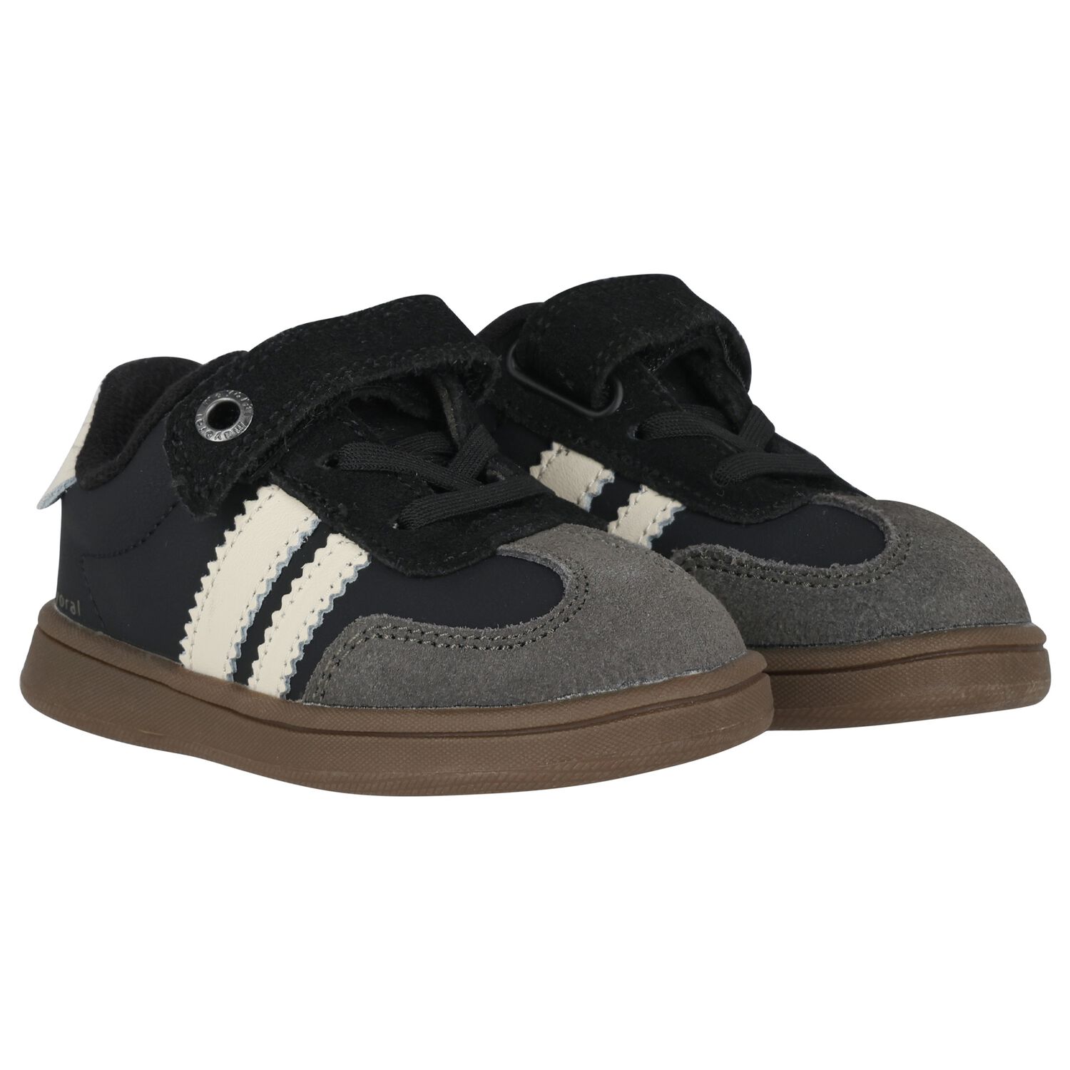 Younger Boys Black & White Trainers, 2, hi-res
