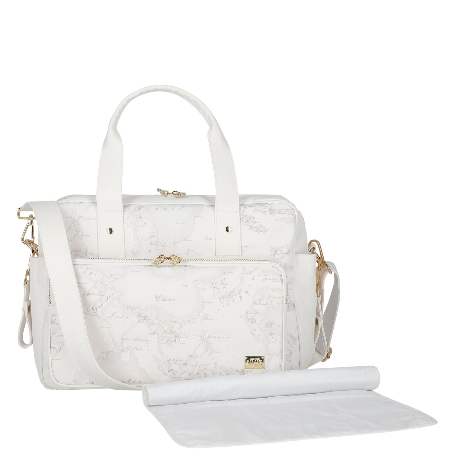 White Geo Map Baby Changing Bag, 3, hi-res