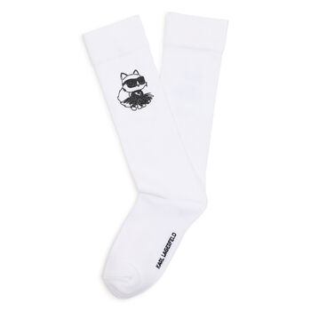 Girls White Choupette Logo Socks