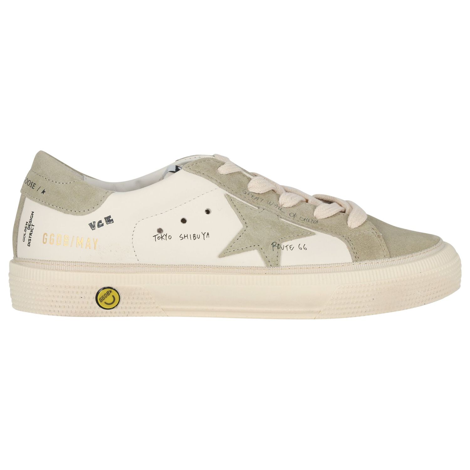 Ivory & Green Logo Trainers, 1, hi-res