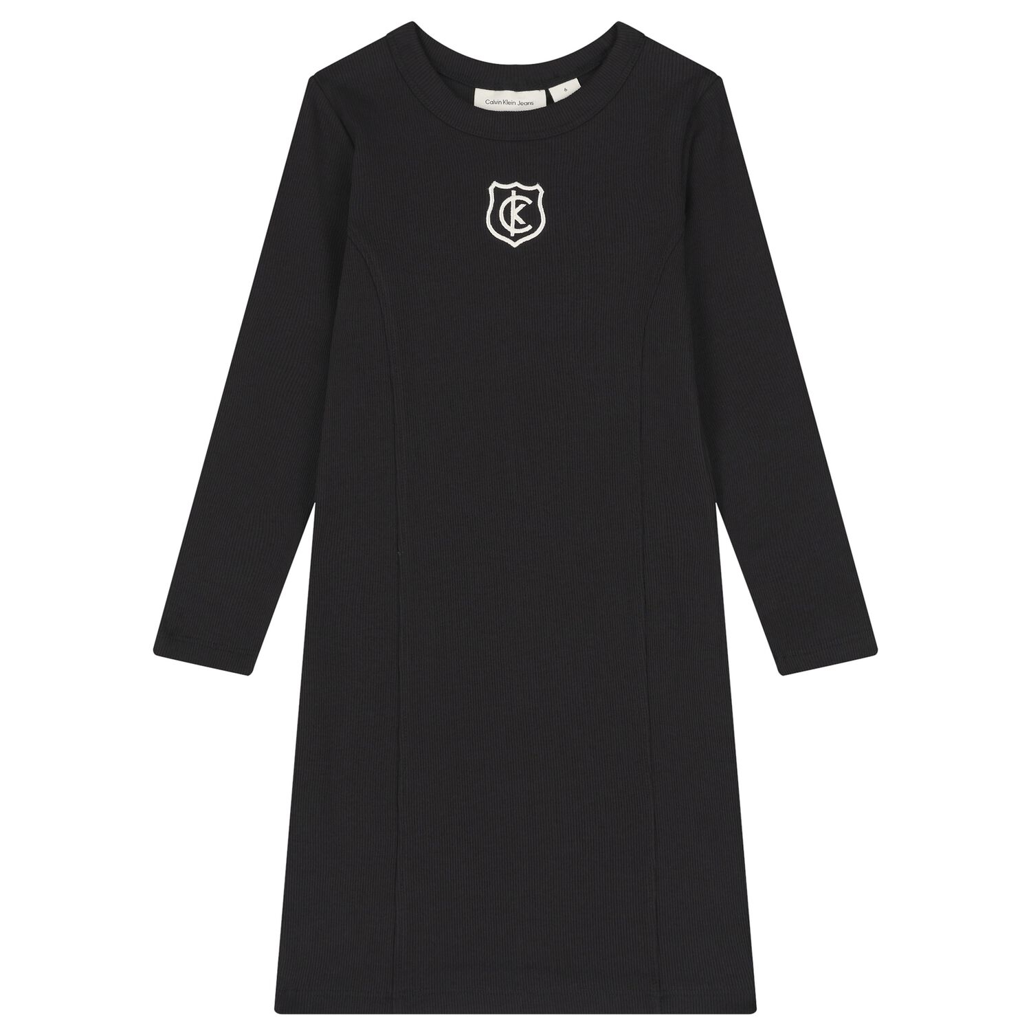 Girls Black Logo Dress, 1, hi-res