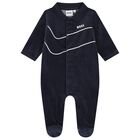Baby Boys Navy Blue Logo Babygrow, 2, hi-res