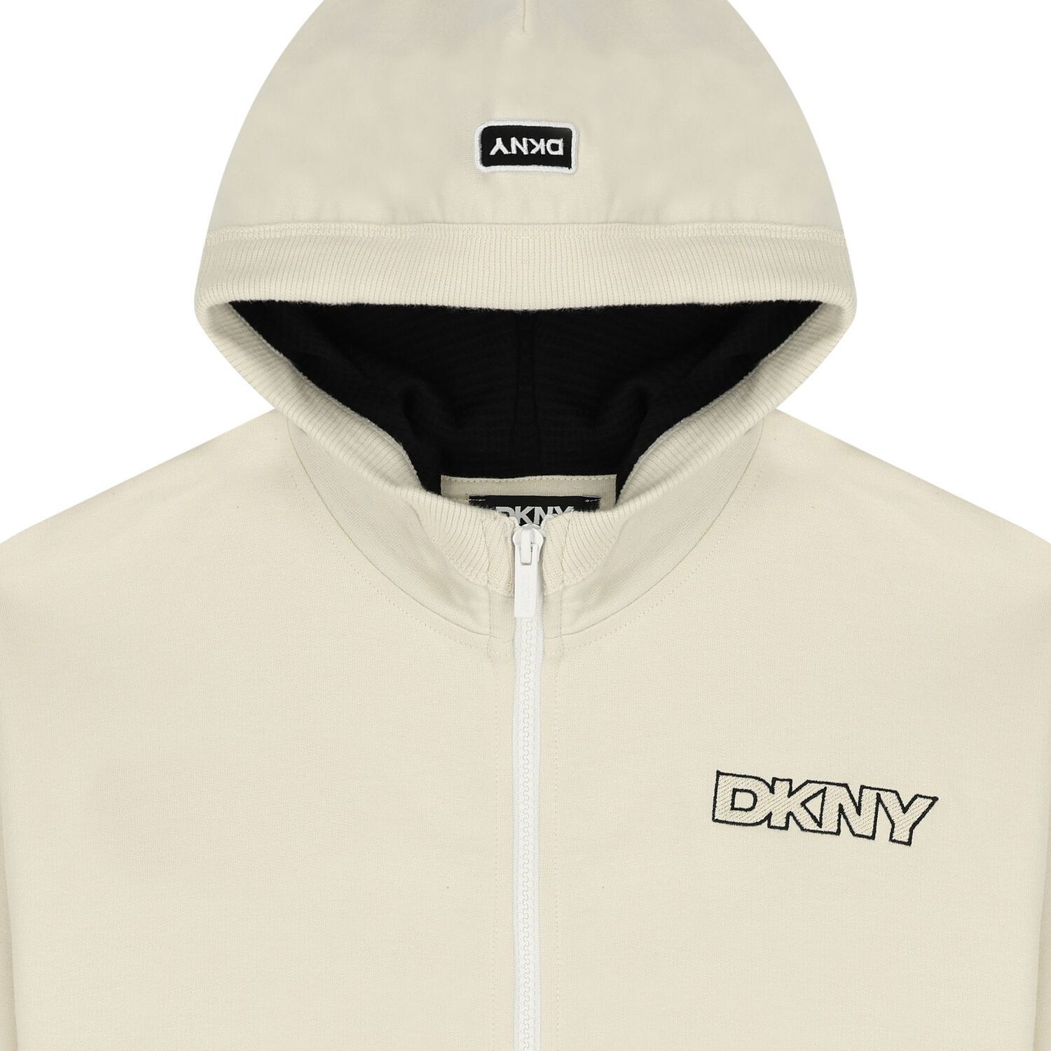 Ivory Logo Hooded Zip Up Top, 1, hi-res