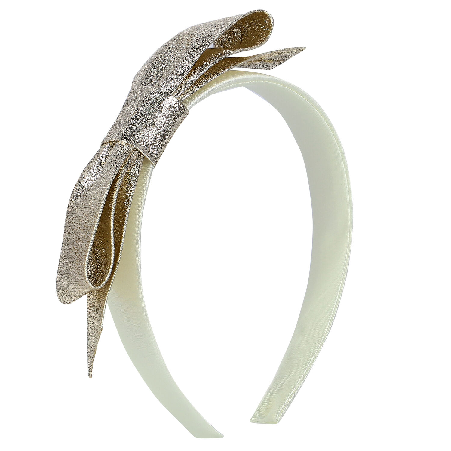 Girls Silver & Ivory Bow Headband, 1, hi-res image number null