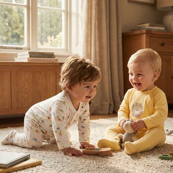 Baby Boys Ivory & Yellow Babygrows ( 2-Pack )