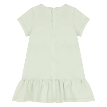 Younger Girls Green Teddy Bear Logo Dress